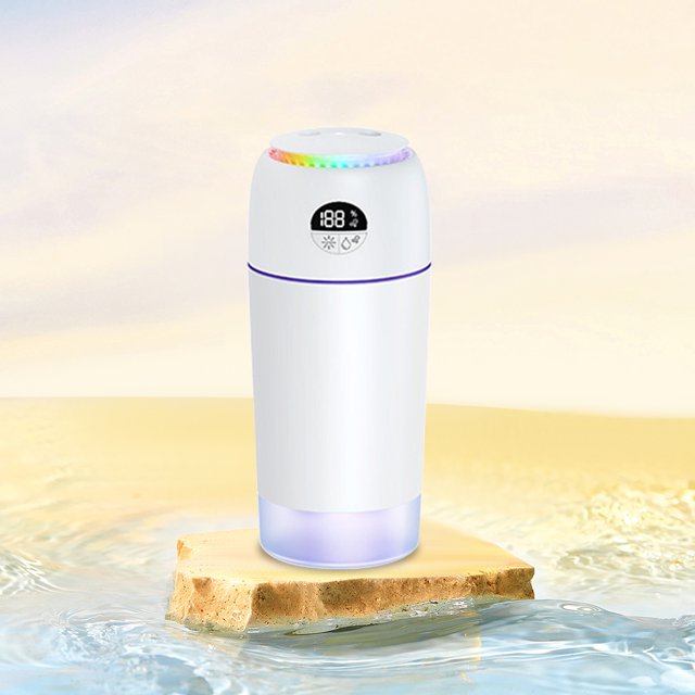 Humidificador de aire USB esterilización UV 5200 mAh con luz (blanco sin soporte)