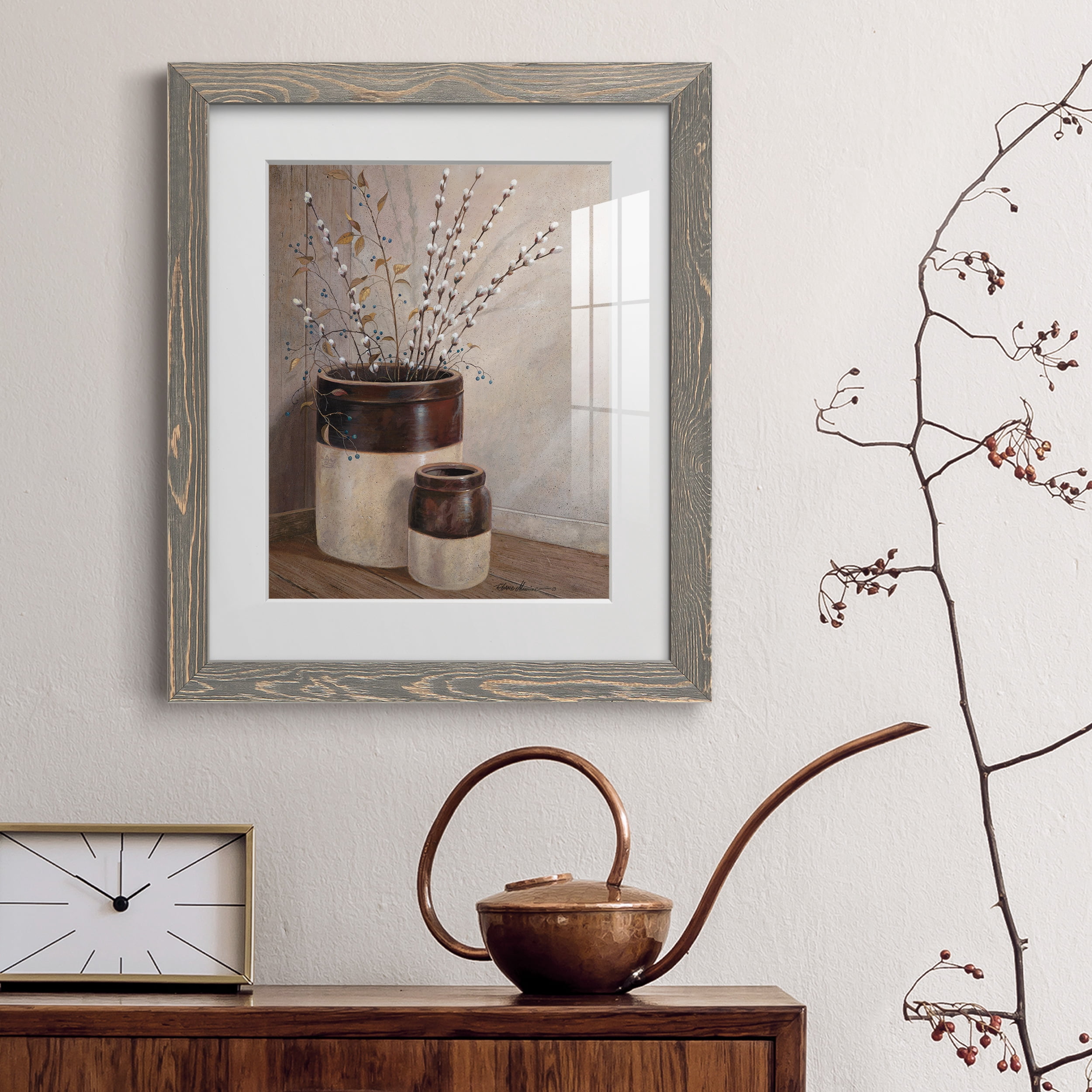 Pussywillows & Spring - Premium Framed Print - Ready to Hang - 20 x 24 - Grey Frame