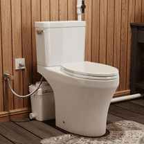 MaceratingFlo 900W Macerating Upflush Toilet System - 18" Comfort Height Elongated Bowl for Basement, Powerful Macerator Pump with 3 Water Inlets, 1.28 GPF Rimless Flush, Extension Pipes