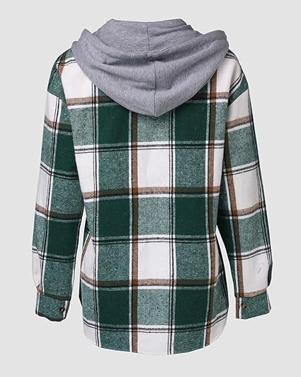 ChicMe Women's Plaid Hooded Shacket with Fleece Lining photo 6