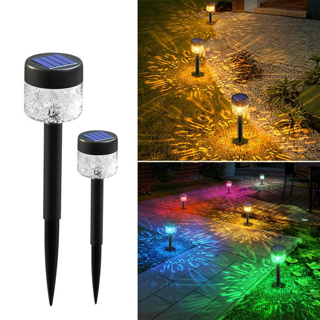 Fiudx Luces Solares Superbrillantes para Pasarelas Exteriores, Encendido y Apagado Automático, Luces Led Impermeables para Jardín, Ideales para Patios y Decoración Navideña, Juego de 2 Piezas, Tamaño