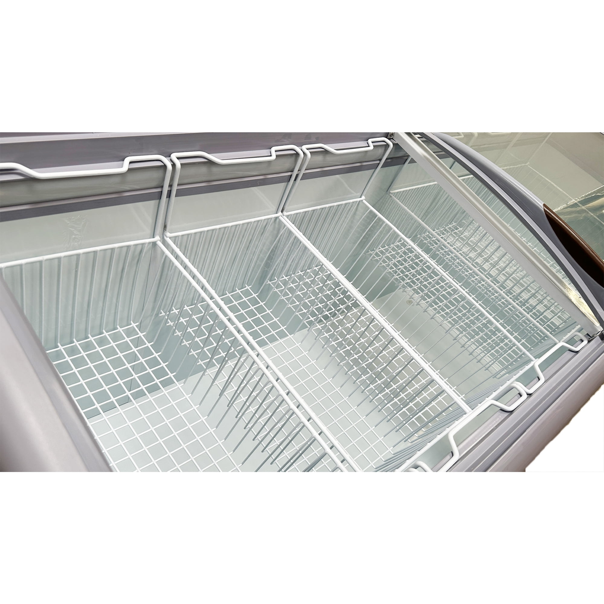 72" Curved Glass Top Display Freezer, 15 cu.ft Commercial Ice Cream Freezer with Sliding Lids, R290 Refrigerant, ETL NSF Certified