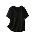 thumbnail image 1 of Timegard Plus Size Tops for Women V-Neck Short Sleeve Comfy Tshirts Summer Casual Loose Tops Basic Tee, 1 of 3