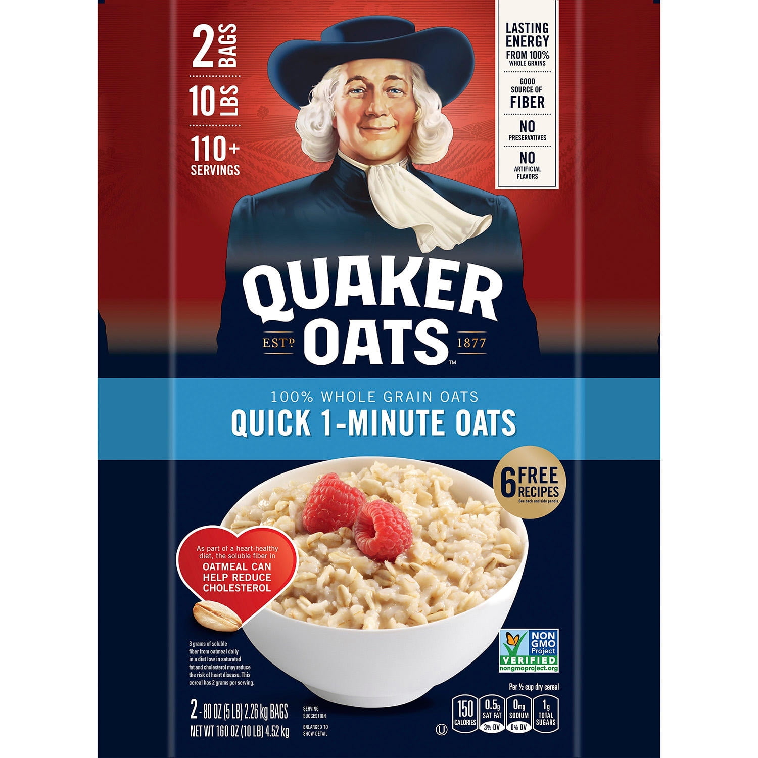 Quaker Oats Whole Plain Rolled Old Fashioned Oatmeal, 2-80