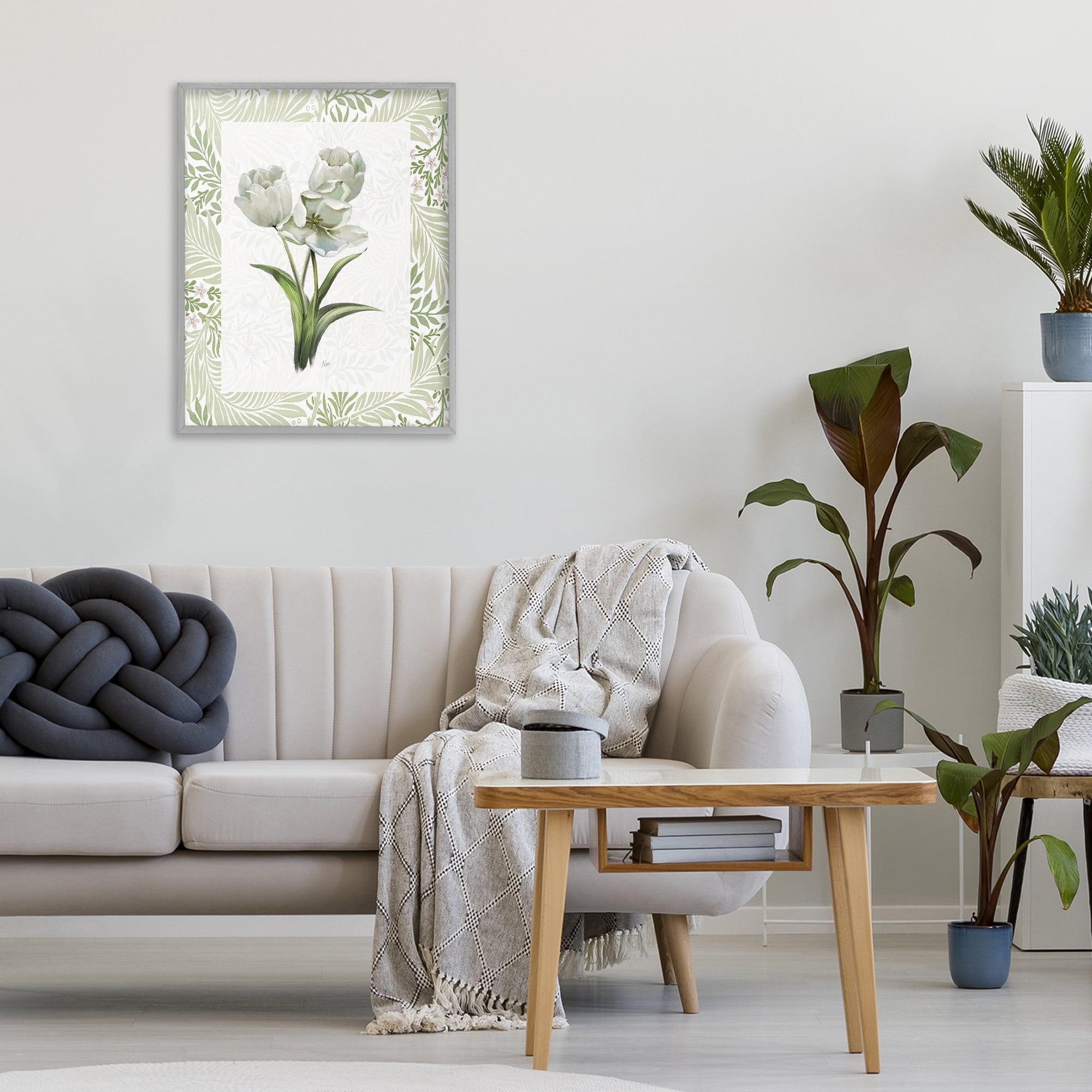 Stupell Industries Fresh Spring Tulip Bouquet Gray Framed Giclee Art, design by Nan