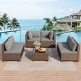 thumbnail image 7 of Outdoor Patio Furniture Set, Rattan Wicker Sectional Conversation Sofa Set with Glass Coffee Table, Weather Resistant Outdoor Seating for Yard Garden Balcony, Gray, 7 of 7