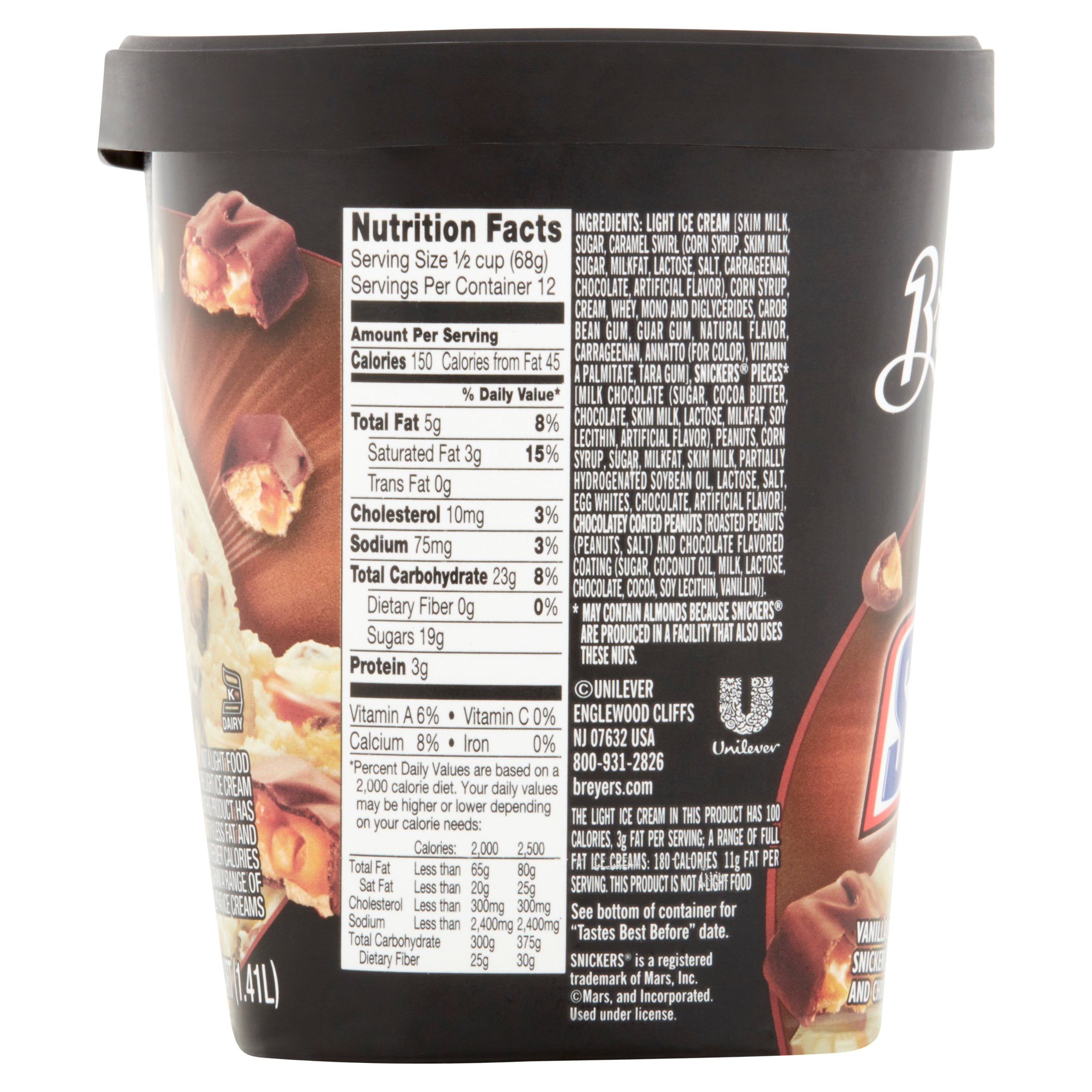 Breyers Delights Vanilla Cupcake Nutrition