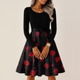 thumbnail image 4 of Halloween Dresses for Women Witch Hat Candy Crew Neck 1950s Hepburn Retro Dresses Long Sleeve Cocktail Funny Vintage Tea Length Dress with Belt M, 4 of 6