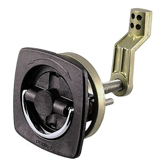 Perko 0932DP1BLK Flush-Mount Non-Locking Latch with Offset Cam Bar and Flexible Polymer Strike for 1-1/8" to 2" Hole - Black