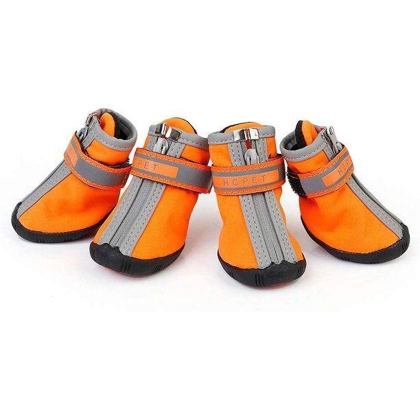 Botas reflectantes para perros, juego de 4 piezas, impermeables y brillantes, botas protectoras para perros caniche osito de peluche, zapatos transpirables para perros, zapatillas antideslizantes (nar
