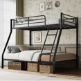 thumbnail image 3 of Capri Twin over Full Size Metal Bunk Bed for Teens Adult with 12" Under-Bed Storage & Ladder & Full-Length Guardrail, Space-Saving, Heavy-duty, Black, 3 of 10