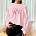 thumbnail image 3 of Craaazy Christmas T-Shirts For Women Funny Christmas Printed Casual Round Neck Long Sleeved Pullover Crop Tops Womens Tops, 3 of 6