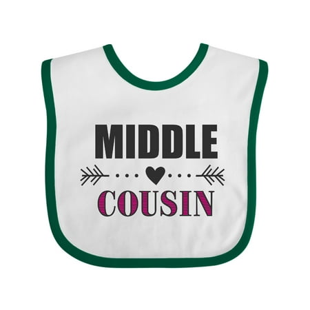 

Inktastic Middle Cousin with Heart Arrow Gift Baby Girl Bib