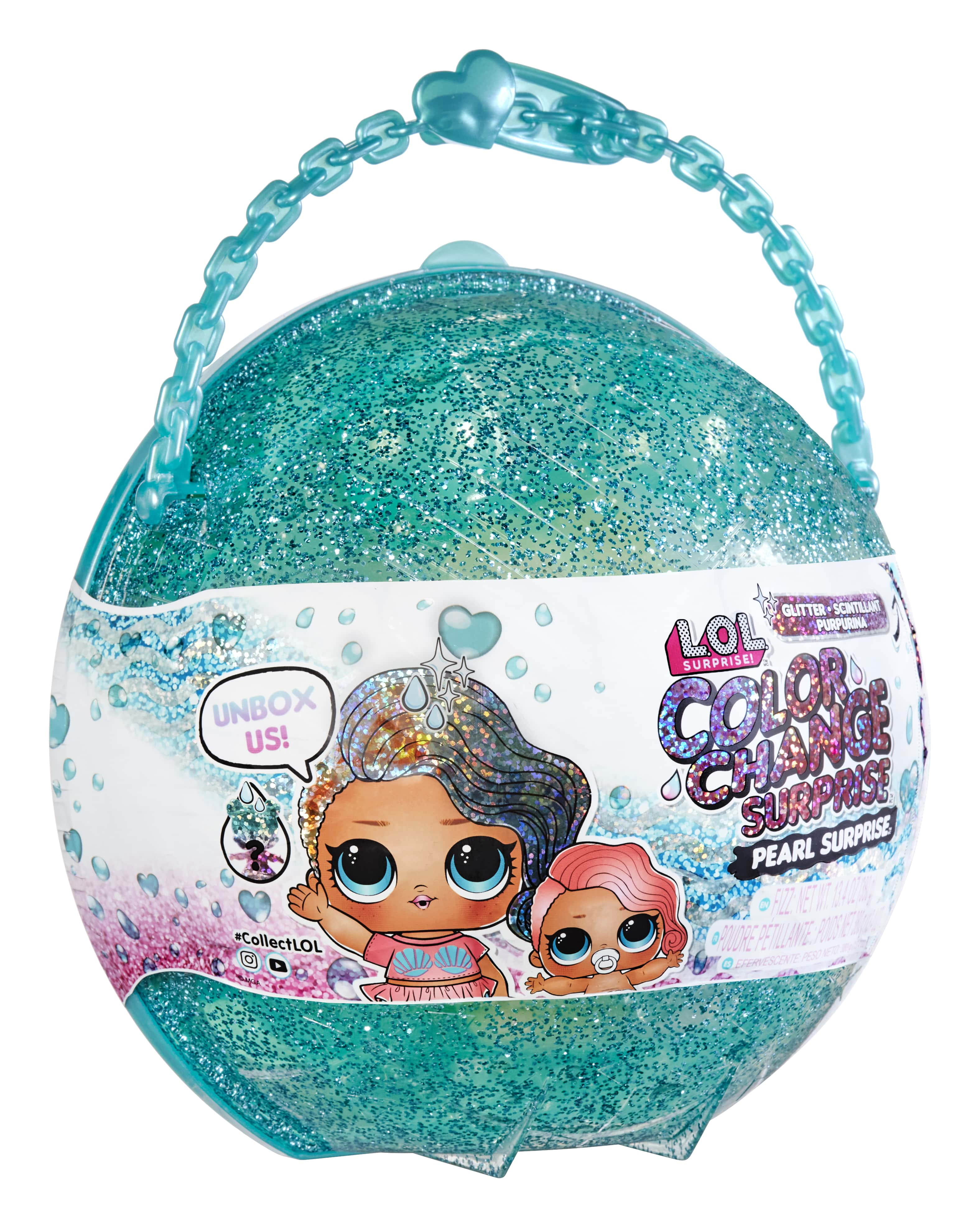 L.O.L Surprise! LOL Surprise Glitter Color Change ™ Pearl Surprise with 6 Surprises and an Exclusive Doll and Lil Sister, Interactive Playset - Great Gift for Kids Ages 4+ Colors May Vary