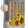 thumbnail image 3 of 60x72 Inch Shower Curtains for Bathroom Sunflower Fabric Bath Curtain Decor Brown Vintage Wooden Yellow Floral Botany Waterproof Restroom Curtains Shower Set Accessories with 12 Hooks 60 Inch, 3 of 6
