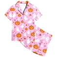 thumbnail image 3 of SJLDQY Halloween Girls Pajama Sets Button Down Short Sleeve Shirts Shorts 2 Piece Hallowmas Pjs Sets Casual Sleepwear Comfy Loungewear Sets for Kids, 3 of 6