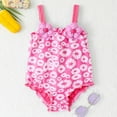 thumbnail image 2 of TOWED22 Girls Swimsuit One Piece Swimsuits Ruffle Solid Color Ruched Bathing Suit Adjustable Straps Swimwear(Hot Pink,6-12 Months), 2 of 4
