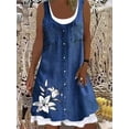 thumbnail image 6 of New 2024 Women‘s Digital Printing Fake Two Piece Imitation Denim Dress Casual Loose Round Neck Tank Top Dress Female Vestidos, 6 of 7