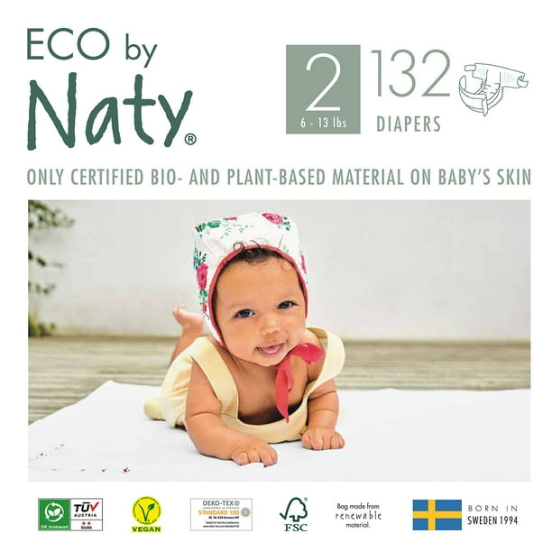 Eco by Naty Diapers for Sensitive Skin Size 2, 132 Count
