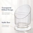 thumbnail image 3 of ABPETE Makeup Brush Holder Organizer, Transparent 3-Slot Cosmetic Storage Stand with Ribbed Design and Stable Base, 11 x 15.8 cm Countertop Organizer for Bathroom Bedroom Desktop Vanity,White, 3 of 7
