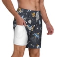 thumbnail image 3 of Picia Space Cars pattern Mens Swim Trunks with Compression Liner Stretch Beach Shorts Quick Dry with Zipper Pockets No-Chafing Board Shorts-3X-Large, 3 of 9