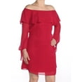 thumbnail image 3 of maison Jules Womens Ruffled Off The Shoulder Shift Dress, Red, Small, 3 of 4