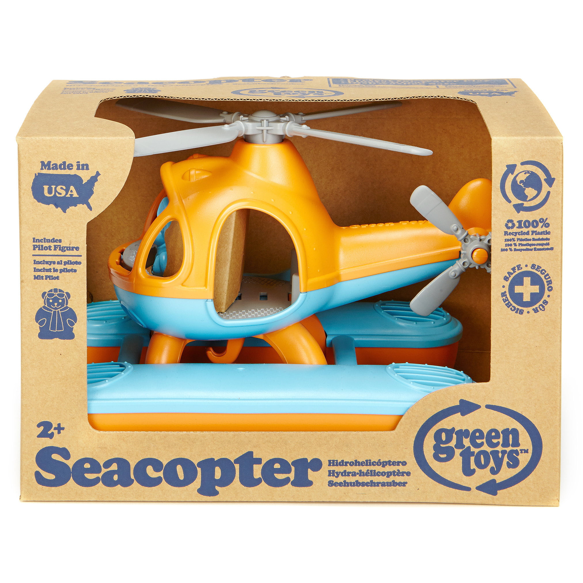 Green Toys Seacopter Play Vehicles, Orange/Blue, for Unisex Child Ages 2+