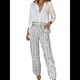 thumbnail image 1 of Conjunto de Dos Piezas para Mujer, con Estampado Geométrico, Pantalones de Cintura Alta y Camisa Sencilla. Gris XL, 1 of 7