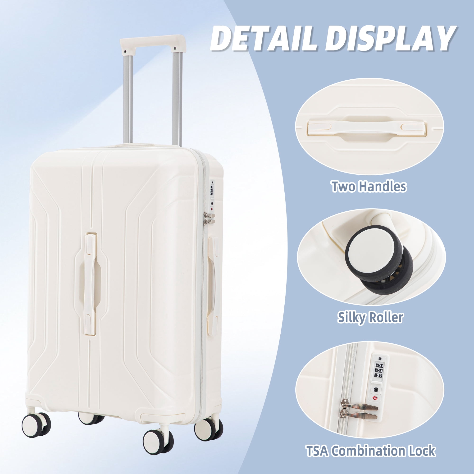 ABS Spinner Wheel Luggage, Carry on Suitcase with TSA Combination Lock