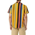 thumbnail image 3 of MODA NOVA Big & Tall Men's Striped Shirt Short Sleeve Button Down Beach Shirt Orange Black Blue 3XLT, 3 of 5