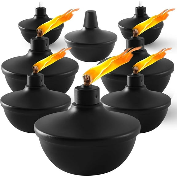 8 Pack Metal Table Top Torches,23.5 oz Citronella Torches for Outside,Refillable Flame Light Torch with Wicks and Covers for Party, Garden Decor,DIY