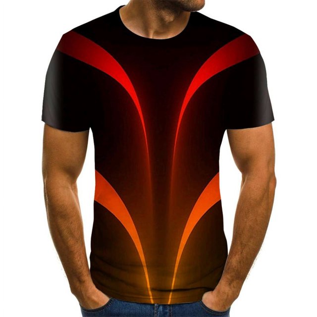 T-Shirts Décontractés pour Hommes 2024, Hauts à Carreaux 3D, Mode Été à Manches Courtes, Col Rond