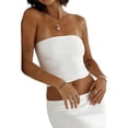 thumbnail image 2 of Yunliwuli Women Crop Tube Tops Solid Color Summer Bandeau Vest Backless Shirts for Streetwear Aesthetic Grunge Clothes, 2 of 8