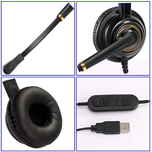 Kemeile USB Headset with Microphone Noise Cancelling and Volume Controls Computer Headphone Headset with Voice Recognition Mic for UC Softphones Business Skype Lync Conference Online Course and More