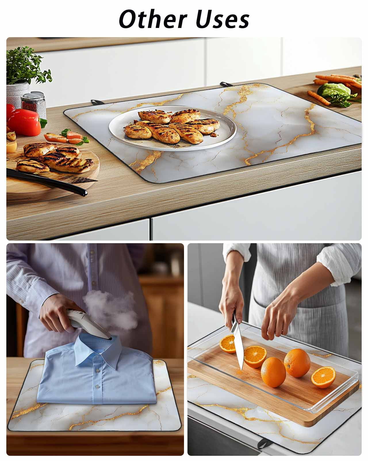 Stove Top Covers for Electric Stove, Marble Grey Glass Stovetop Cover Protector, Gold Texture Modern Crack Scenery Induction Cooktop Protector Oven Mat for Kitchen Countertop 24"x21"