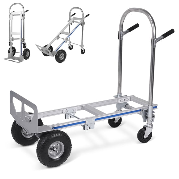 puresly 3 in 1 Convertible Hand Truck 550Lbs Load Capacity Folding Hand Truck Dolly Cart with Wheels for Logistics Shopping Home Office Moving