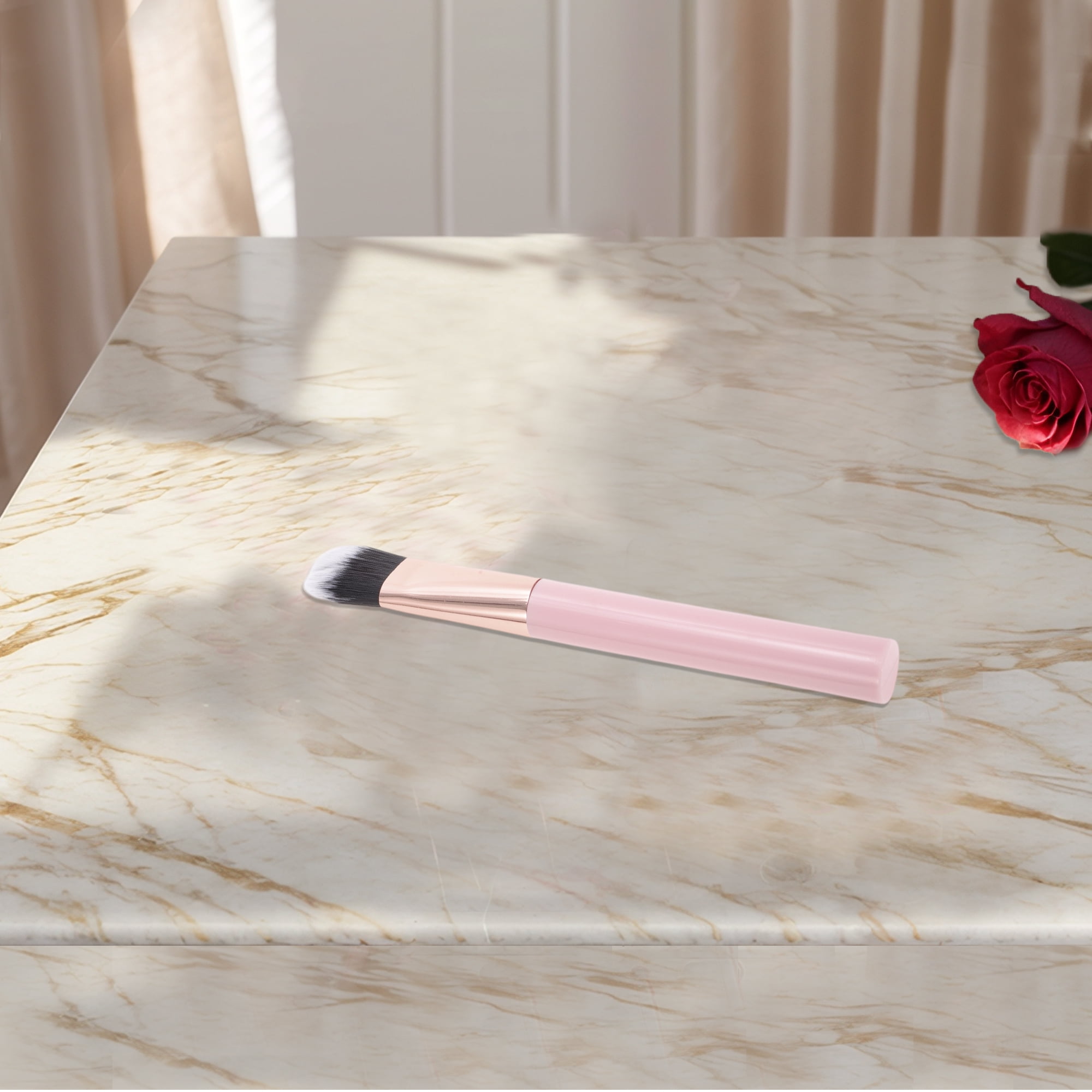 Unique Bargains 1 Pc Durable Tongue-shaped Foundation Brush Pink