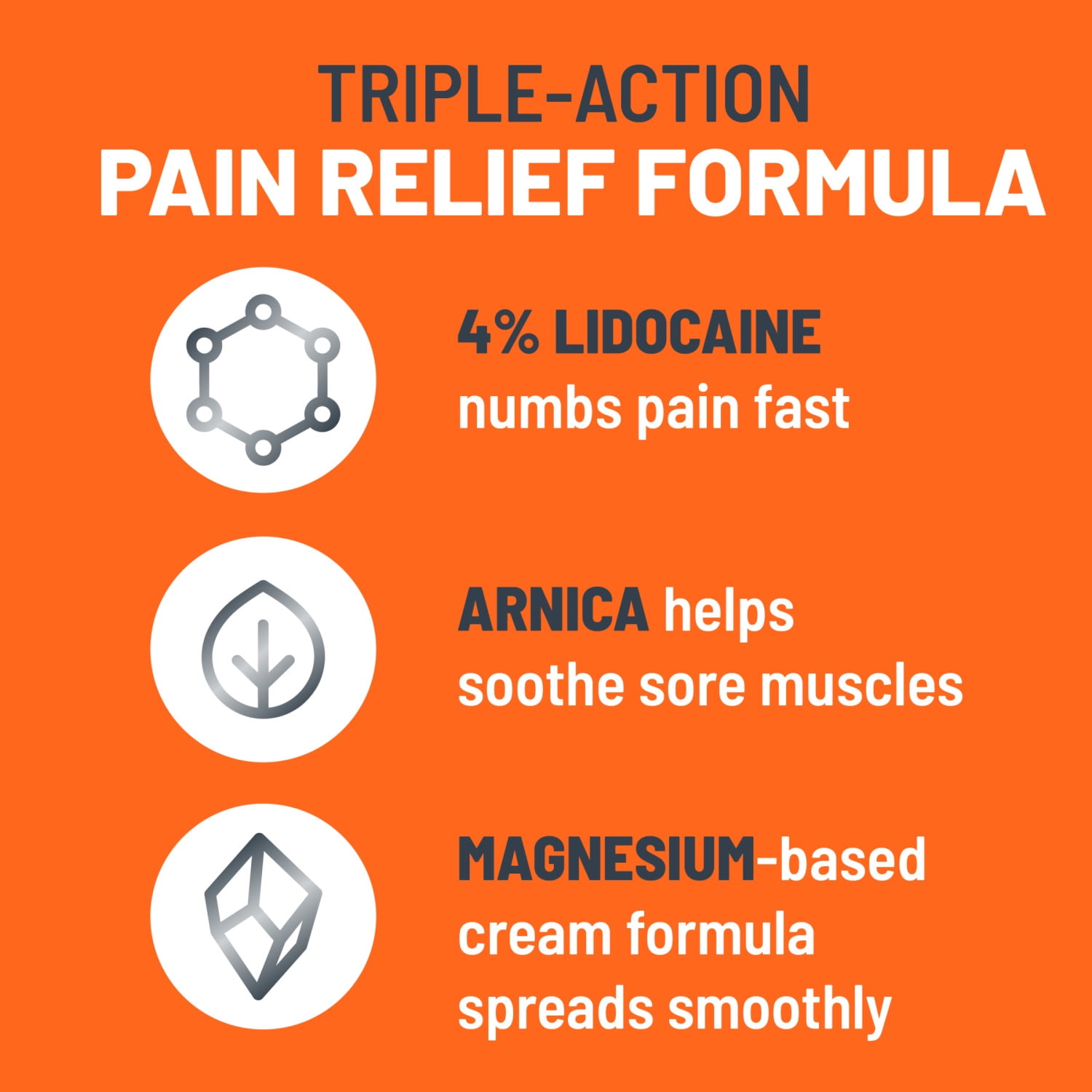 KT Pain Relief Cream Roll-on Magnesium with Arnica & 4% Lidocaine, 2.5 fl oz