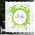 thumbnail image 4 of Ambesonne Spring Shower Curtain, Green Leaves Corolla Circle, 69"Wx75"L, White and Lime Green, 4 of 5