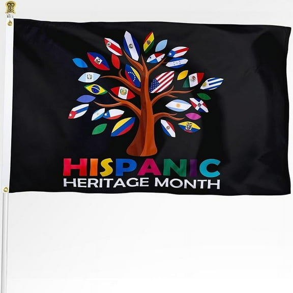 Hispanic Heritage Month Flag 3x5 FT Outdoor, Assorted Spanish Speaking Tree Flags, Heavy Duty Polyester Latin American Countries Banner, Celebration Events Classroom Party Decoration