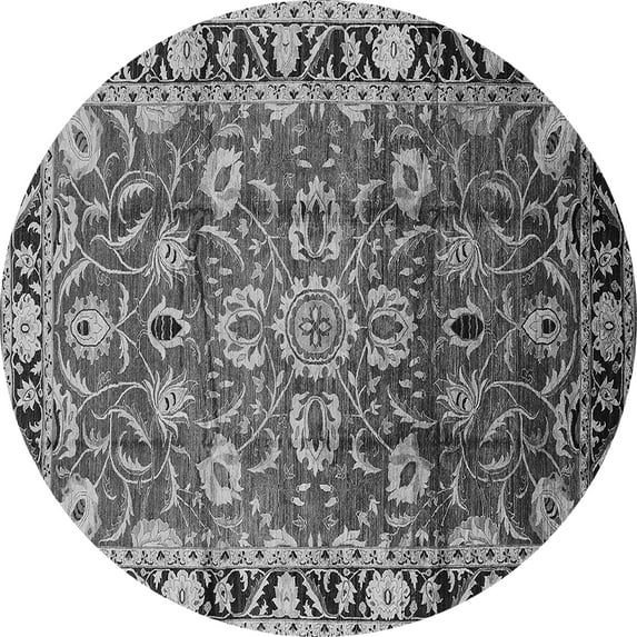 Ahgly Company Indoor Round Oriental Gray Industrial Area Rugs, 4' Round