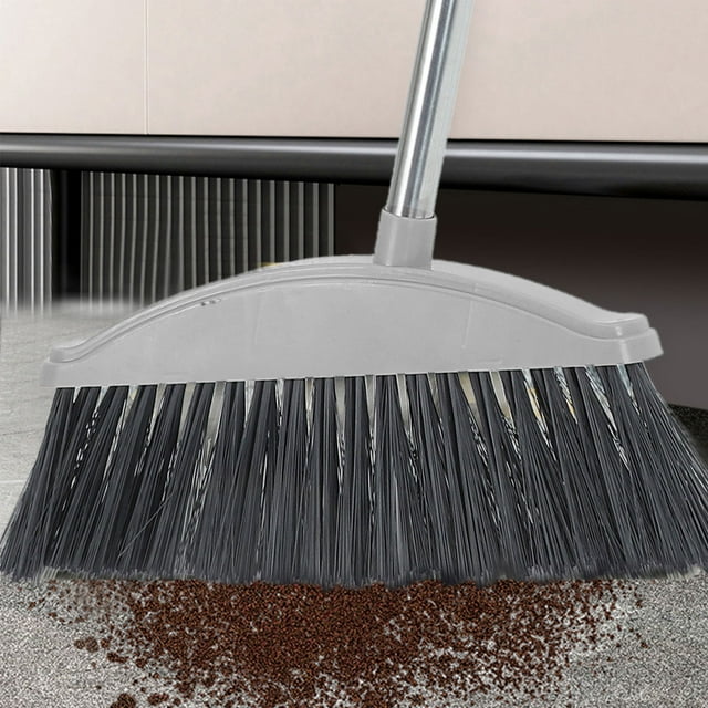 Raindrops Gray Plastic Angle Broom with Comfortable Handle for Home Floor Cleaning and Pet Hair
