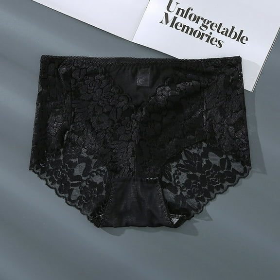 Ausyst Panties for Women Women's Underwear Medium Waist Lace Mesh Hollow Cotton Crotch Sexy Breathable High Elastic Briefs Clearance