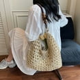 thumbnail image 3 of Straw Beach Bag for Women - Handmade Raffia Woven Tote Handbag, Summer Mesh Beach Purse for Vacation Holiday, 3 of 9