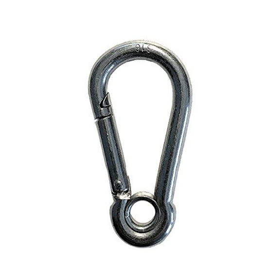 US STAINLESS Stainless Steel 316 Spring Hook with Eyelet Carabiner 1/4" (6mm) Marine Grade