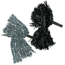 Fun Express 10" Metallic Black & Silver Team Spirit Cheer Foil Pom-Poms - 24 Pieces