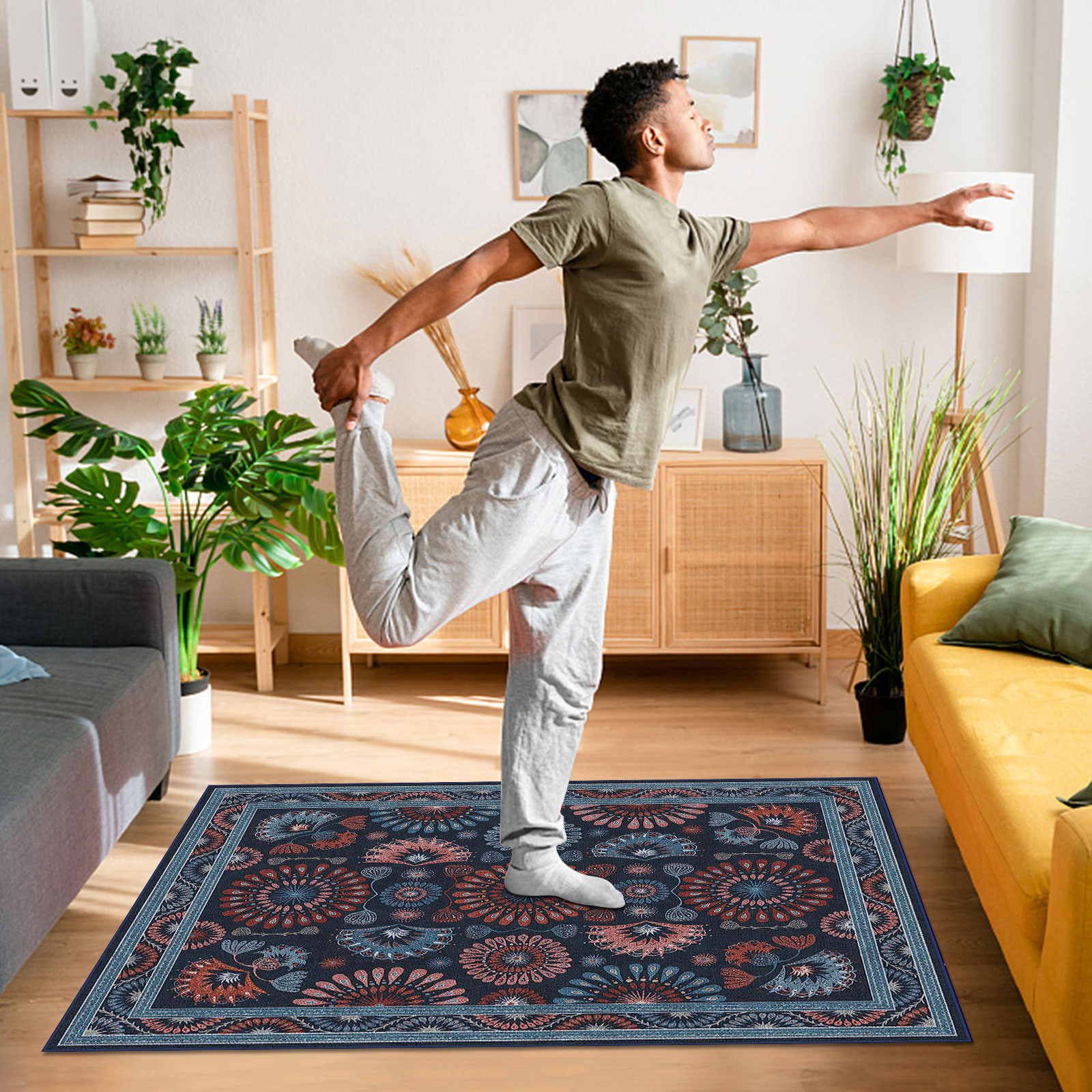 Ovzne Boho Rugs, 40X60 Inch Entry Throw Rug Washable Non Slip LowPile