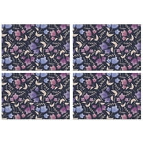Pioneer Flower Floral Print Pattern Summer Placemats Table Placemats Set Of 4-Linen Kitchen Washable Placemats Table Mats 12x18 Inch Non-Slip Heat Resistant