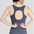 thumbnail image 6 of Womens Sports Bras Bagged Sports Underwear High Waist Gathered Abdominal Heart Showing Thin Yoga Bra Beautiful Back Hollowed Out Fitness Bra Sports Bra Navy 4XL, 6 of 6