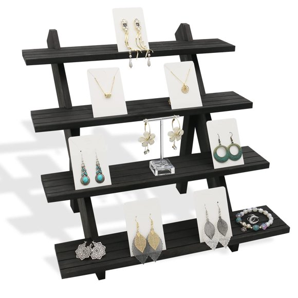 Soporte expositor de madera de 4 niveles para aretes Auroal 39 x 24 x 35 cm